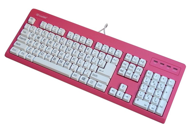vitalASC 104-Key Large Print USB Wired 7ft, Spill-Resistant, Hot Pink and White, Durable Keyboard for Laptop, Mac, TV, and Computer (Pink) - Image 3